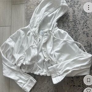 Zara White Cropped Hoodie